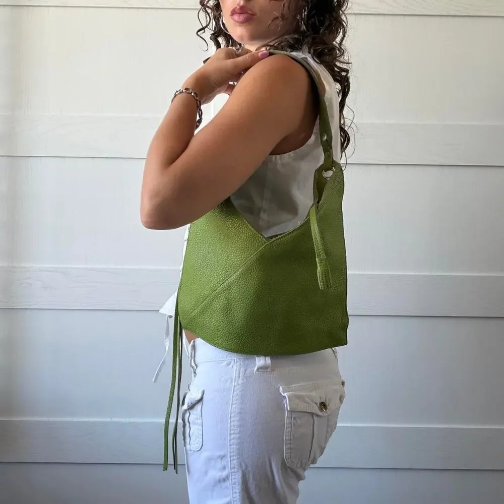 Soft pebbled leather shoulder bag